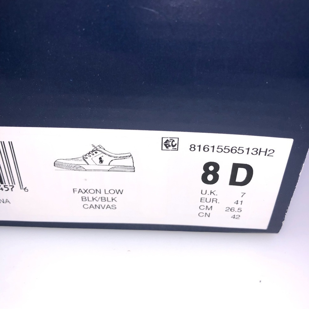 POLO Ralph Lauren Canvas Faxon Low-Top Sneakers Men's Shoes 8 D  Black - Picture 9 of 9